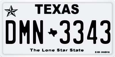 TX license plate DMN3343