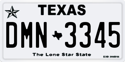 TX license plate DMN3345