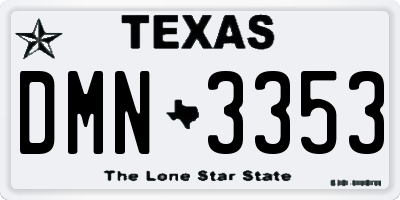 TX license plate DMN3353
