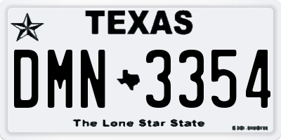 TX license plate DMN3354