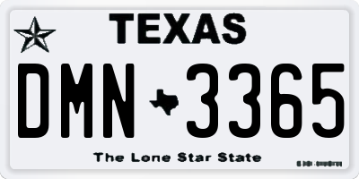 TX license plate DMN3365
