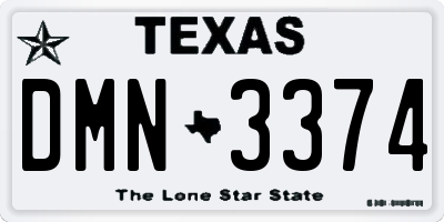 TX license plate DMN3374