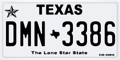 TX license plate DMN3386