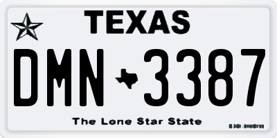 TX license plate DMN3387