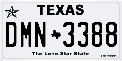 TX license plate DMN3388