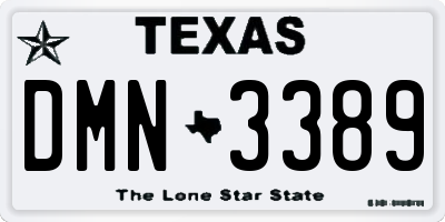 TX license plate DMN3389
