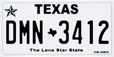 TX license plate DMN3412