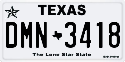 TX license plate DMN3418