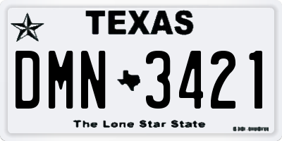 TX license plate DMN3421
