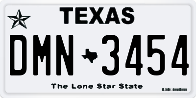 TX license plate DMN3454
