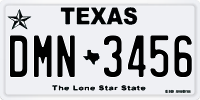 TX license plate DMN3456