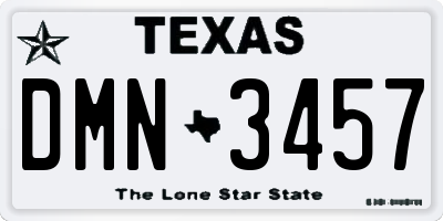 TX license plate DMN3457