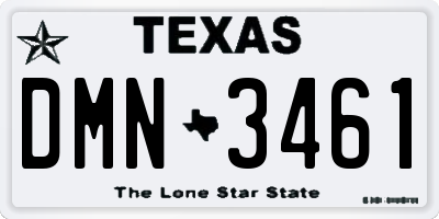 TX license plate DMN3461