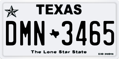 TX license plate DMN3465