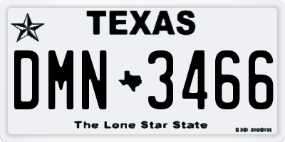 TX license plate DMN3466