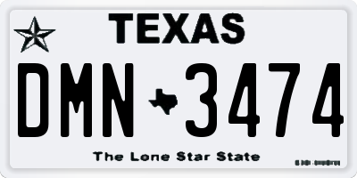 TX license plate DMN3474