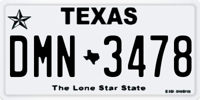 TX license plate DMN3478