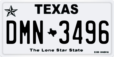 TX license plate DMN3496