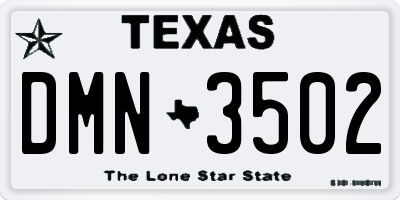 TX license plate DMN3502