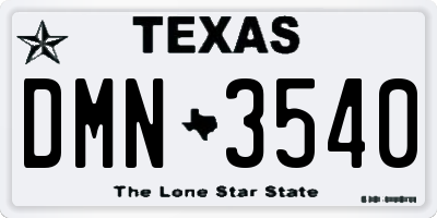 TX license plate DMN3540