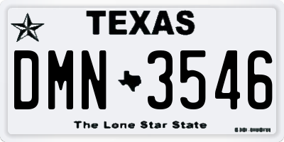 TX license plate DMN3546
