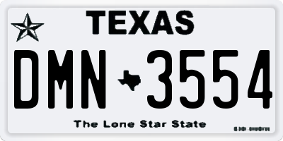 TX license plate DMN3554