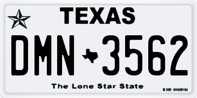 TX license plate DMN3562