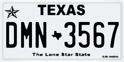 TX license plate DMN3567