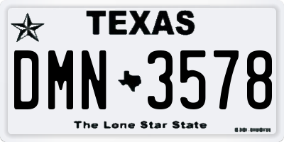 TX license plate DMN3578