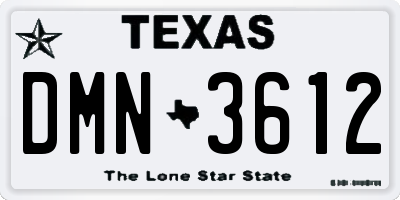 TX license plate DMN3612