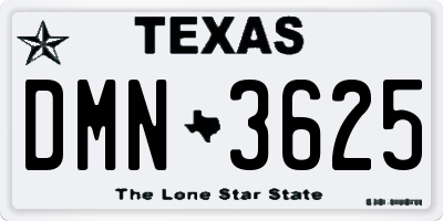 TX license plate DMN3625