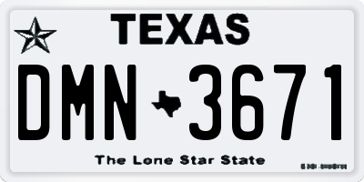 TX license plate DMN3671