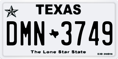 TX license plate DMN3749
