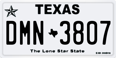 TX license plate DMN3807