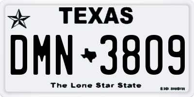 TX license plate DMN3809