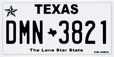 TX license plate DMN3821
