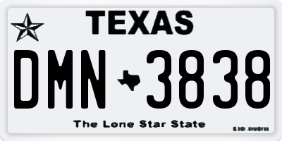 TX license plate DMN3838