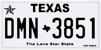 TX license plate DMN3851
