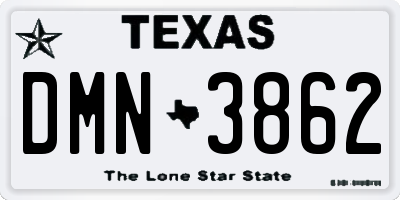 TX license plate DMN3862