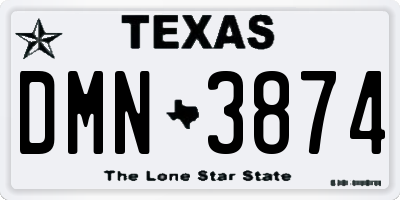 TX license plate DMN3874