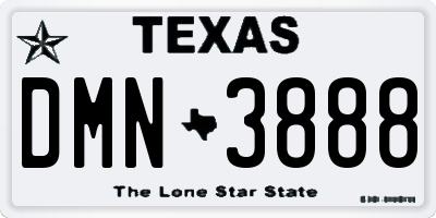 TX license plate DMN3888
