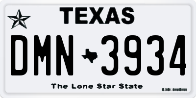 TX license plate DMN3934
