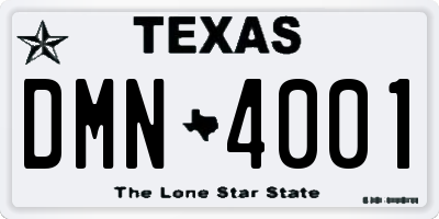 TX license plate DMN4001