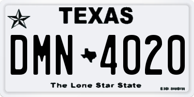 TX license plate DMN4020