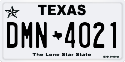TX license plate DMN4021