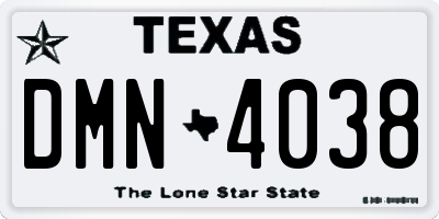TX license plate DMN4038
