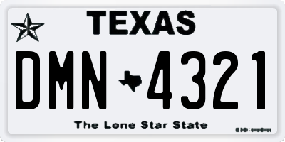 TX license plate DMN4321