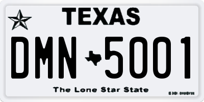 TX license plate DMN5001
