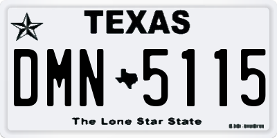 TX license plate DMN5115