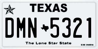 TX license plate DMN5321